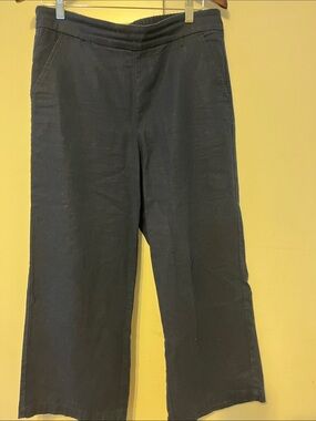 J. Crew Navy  Pull-On linen pants with wide legs .